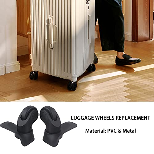 2 Pair Replacement Wheels for Luggage 360 Swivel Dual Suitcase Casters Roller Black (W041-2)3