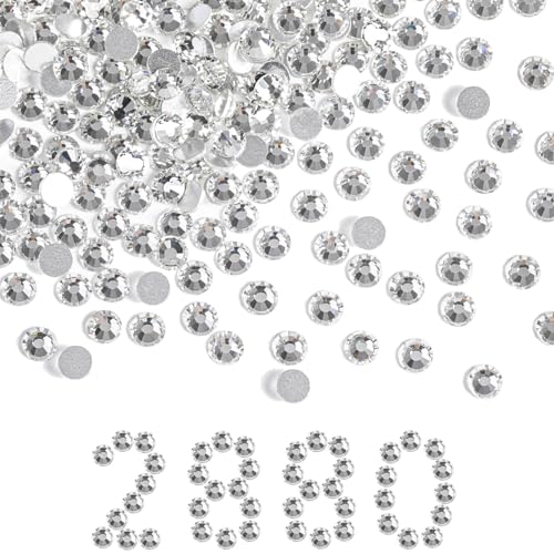 Image of Beadsland Flat Back Crystal Rhinestones Bulk, Crystal, SS34, 2880pcs | Flatback Glass Gems for Nails Crafts Clothes DIY Decoration, Glue Fix, 7.0-7.3mm