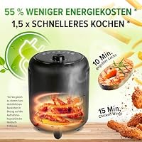 GOURMETmaxx Heißluftfritteuse 2,3L | Airfryer mit 60 Minuten Timer und 9 Funktionen inkl. Vorheizen & Warmhalten | energiesparend & geruchsarm frittieren – nahezu ohne Öl | 1000 W – Ansicht 6