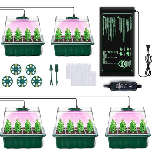 FINEST+ Seed Starter Tray with Heat Mat and Grow Light,5