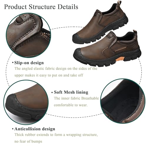 Mens Loafers Casual Slip On Leather Lightweight Shoes, Water-Resistant Non Slip Breathable Modern Dress Business Walking Shoes for Wedding Hiking2