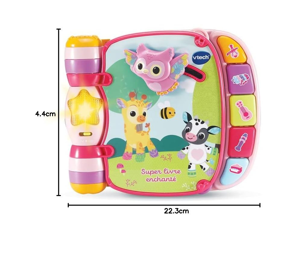 VTech - Super Livre Enchanté des Baby Loulous Rose, Livre interactif Bébé - 6 /36 Mois - Contenu en Français