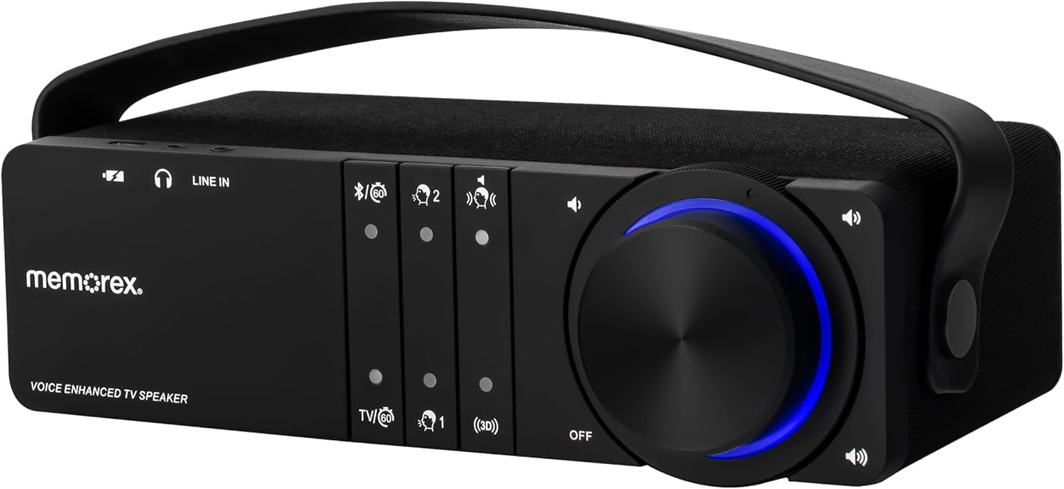 Memorex MX-CLRTV100 Wireless TV Sound Enhancing Speaker | Bluetooth, 3D Surround Sound, Clear Voice Technology, Long Battery Life | HDMI/Optical Connectivity, Private Listening, and Wireless Charging - Image 2