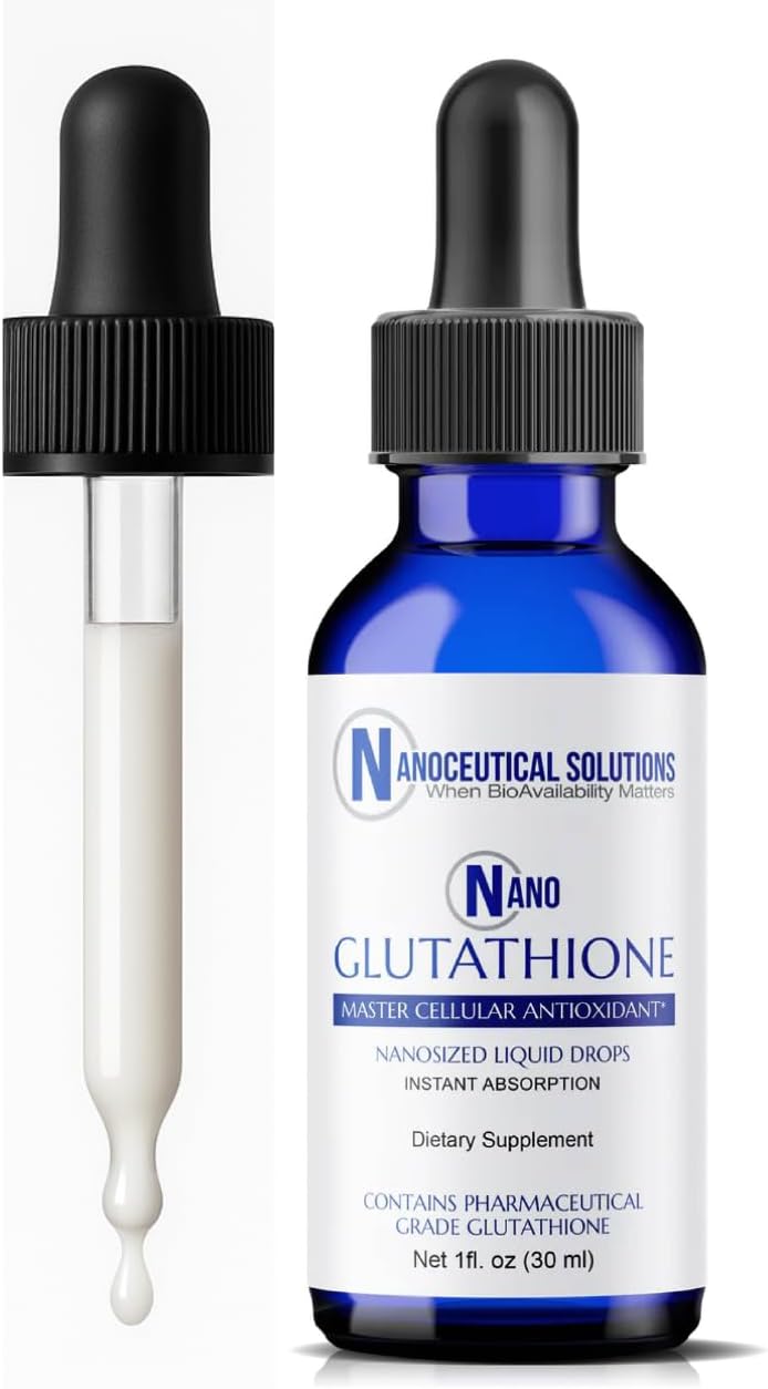 Nano Glutathione Drops by Nanoceutical Solutions, Pharmaceutical Grade Liquid Supplement, Ultra-Efficient Absorption, Up to 8 Times Higher Than Glutathione Capsules | 30 Servings