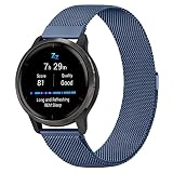 Wanme Bracelet Compatible avec Garmin Vivoactive 4 45mm / Garmin Venu 2, Metal Bracelet pour Garmin Forerunner 255 Music/First Avenger/Darth Vader/Polar Vantage M/Polar Vantage M2, Bleu Marine