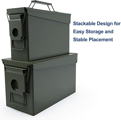 Miniatura 4 de HARDROCK 30+50 AMMO lata impermeable metal  caja de munición verde ejército acero  para rifle de escopeta Nerf traje de munición 2 piezas (verde)