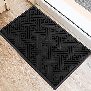 Fasiner Dirt Trapper Door Mat 60 x 90 cm, Black Heavy Duty Rubber Door Mats Outdoor & Indoor, Washable Barrier Non-Slip Outdoor Mats for Front Door, Outside, Entryway, Inside, Patio, Entrance(Maze)