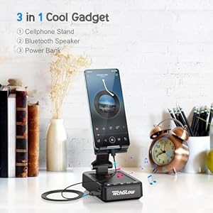 TechGlow Gifts for Men Women Foldable Cellphone Stand with Bluetooth Speaker Power Bank 360° Rotatable Phone Stand Birthday Gift Idea for Mom Dad Cool Tech Gifts TechGlow Gifts for Men Women Foldable Cellphone Stand with Bluetooth Speaker Power Bank 360 Rotatable Phone Stand Birthday Gift Idea for Mom Dad Cool Tech Gifts