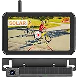 Solar Wireless Backup Camera, 5' 1080P DVR Monitor, 2-Min No-Wiring Installation Back Up Camera, 4800mAh Battery, Stable Signal, IP69K Waterproof Reverse Camera for Car, SUV, Pickup, Truck, Trailer