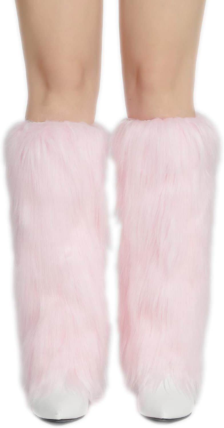 Faux Fur Leg Warmers for Women, Fluffy Boot Cuffs Covers for Halloween, Christmas,Furry Costume Cute Cosplay - Image 2
