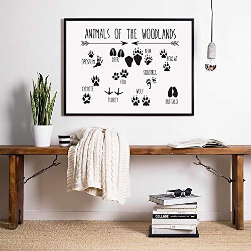 Toile traces d'animaux woodland pour créer une déco de chambre d'enfant nature et ludique