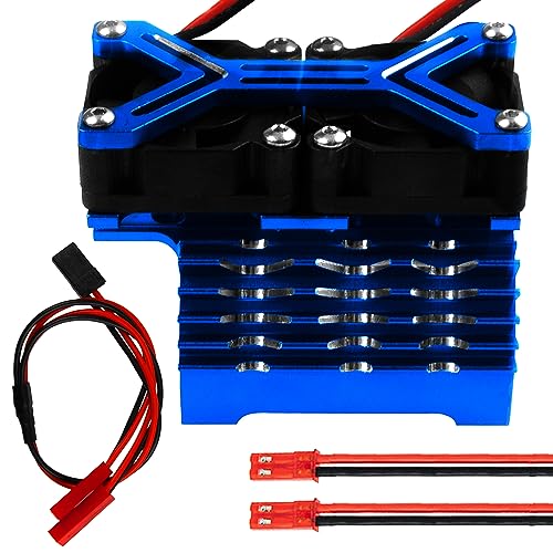 Vgoohobby Motor Heatsink Dual Cooling Fan 40-42mm Compatible with 1/7 1/8 Arrma Traxxas RC Car Fit 4068 4074 4082 4268 4274 Motors (Blue)