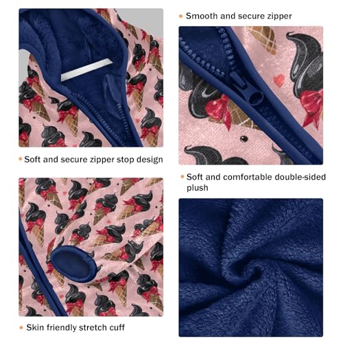 Ice Cream Bow Boys Fleece Coat,Children's Zip-Up Hoodie Jacket,Baby Warm Fashion Outerwear 3-10T,A1133693