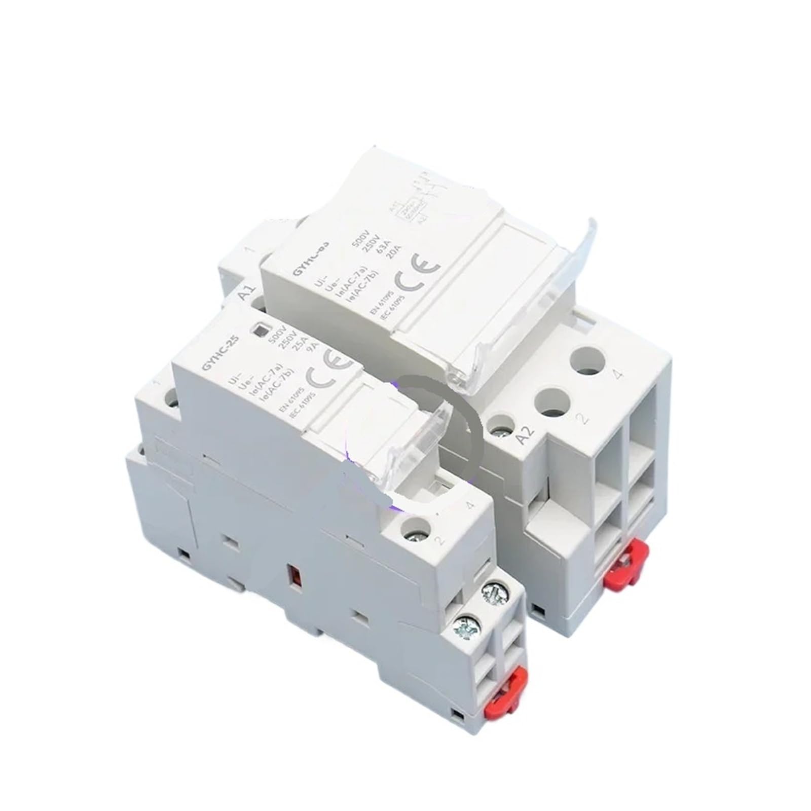 GYHC Stycznik domowy na szynę DIN AC24V 48V 110V 220V 2P 25A 2NC 2NO 1NO1NC 50/60Hz (2P 25A 2NO AC48V)
