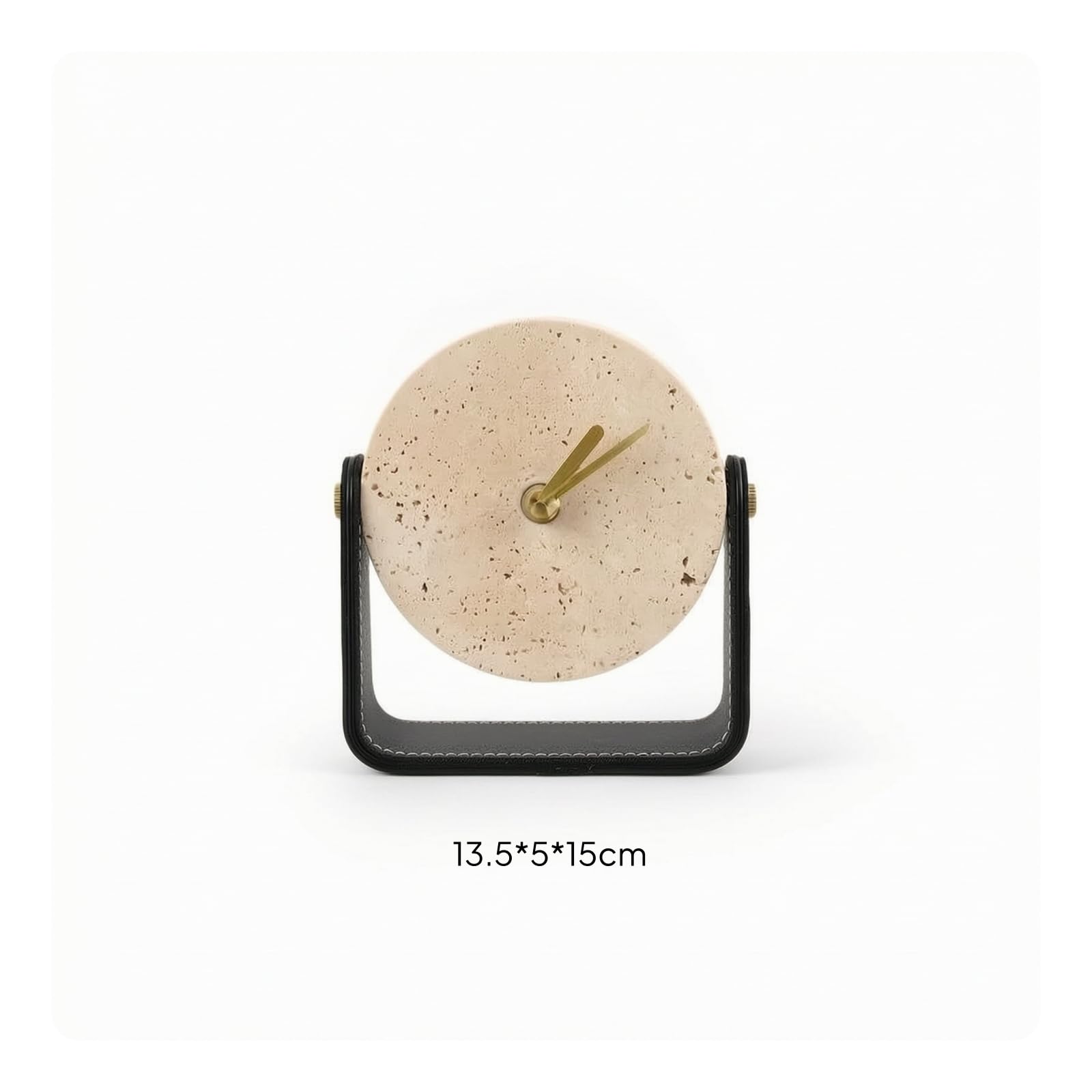Tischuhr mit Metallständer Modern Dekouhr mit Steineffekt Minimalistisch Standuhr für Wohnzimmer, Büro