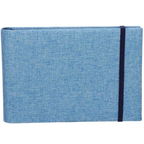 Mini Photo Album, 4x6Inch 100 Photos Pockets Linen Cover Scrapbook for Artwork Postcards Pictures Storage, Baby Tethered Picture Album Binder for Gifts, Small DIY Photos Books to Record Memories (BL)