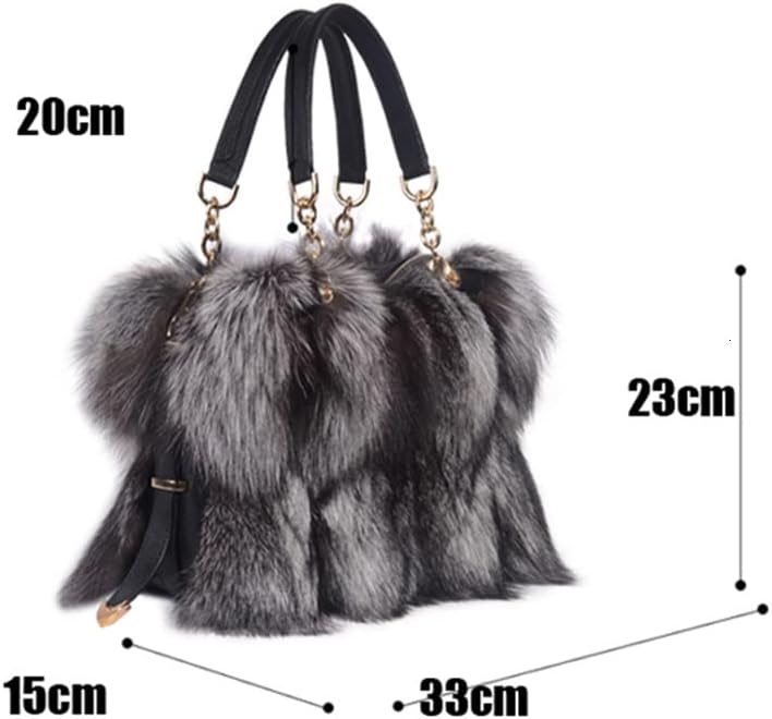 Luxury Real Fox Fur Women Tote Bag Shoulder Bag Winter Evening Party Bag Ladies Purses and HandBags
