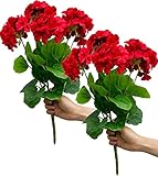 Mumiko 2PCS 18'' Artificial Geraniums Silk Flowers Plants Home Outdoor Decor Garden Tomato …
