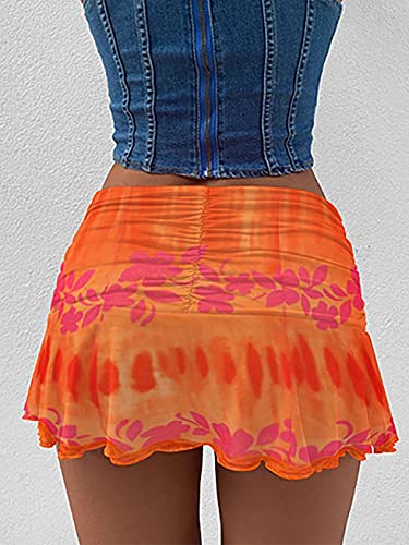 Women Ruched Ruffle Short Skirt High Waisted Stretch Pleated Tennis E-Girls 90s A-Line Mini Skirt4