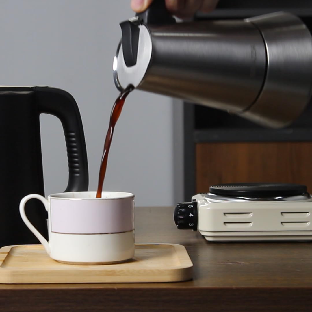 Cafetera acero inoxidable inducción 12 Tazas 600ML Cafetera para expresso Apta para todo tipo de cocinas Cafeteras Vitrocerámica, Inducción, Gas