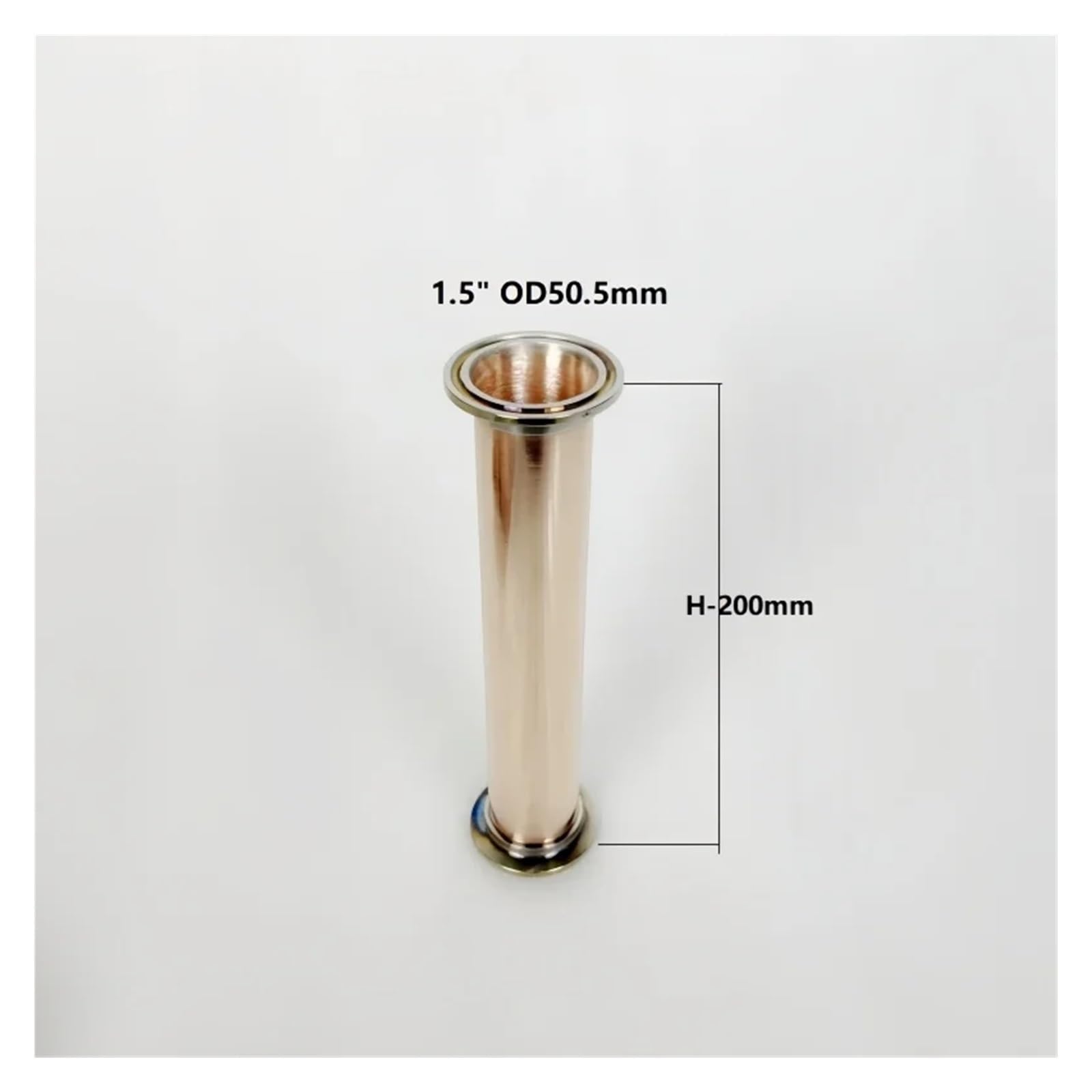 Tubo tubería sanitaria de triple carrete Tubo/tubería de cobre de triple abrazadera de 1,5" de diámetro exterior de 50,5 mm, longitud de 200 mm y grosor de 1,5 mm, for destilación.