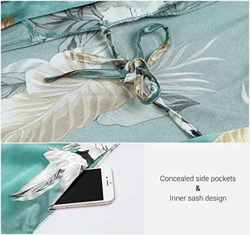 Missshorthair Kimono Robes For Women Long Satin Floral Robe Kimono Nightgown With Pockets Silky Lightweight Robes Women Gifts #TOP3