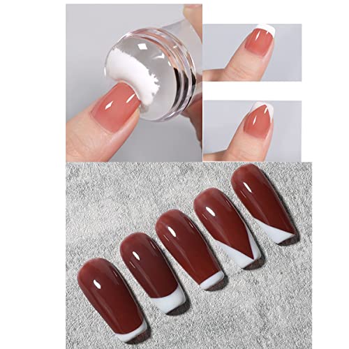 3 Sets French Nail Stamper Silicone Nail Art Stamper Jelly With Nail Scrapers Visible Transparent Replaceable Stamper Heads For Women Girls Diy Manicure Nails Christmas Gifts #TOP1