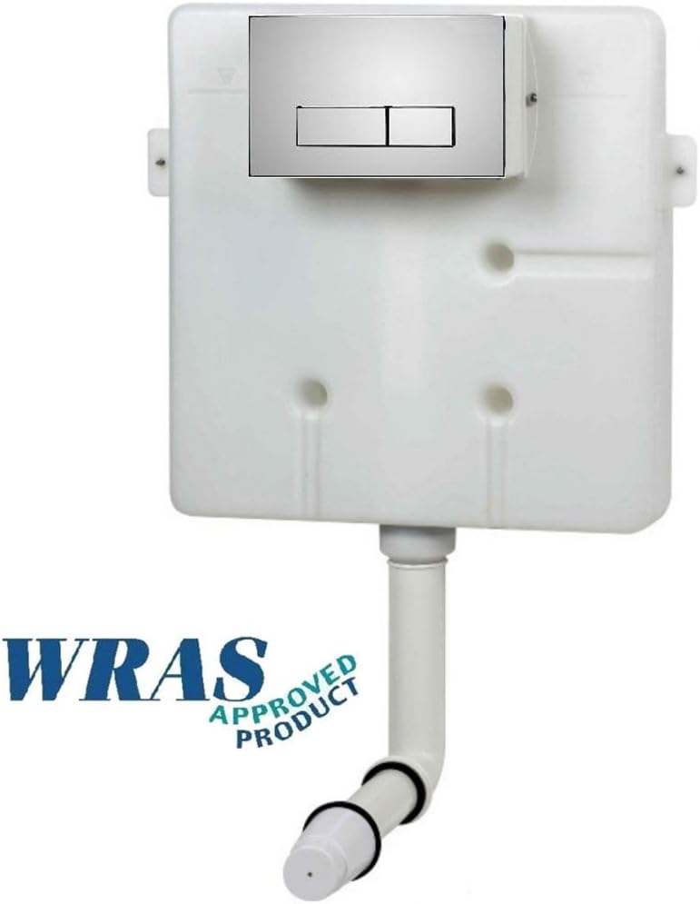 CC103 Slimline Concealed Cistern Round/Square Button, White/Chrome