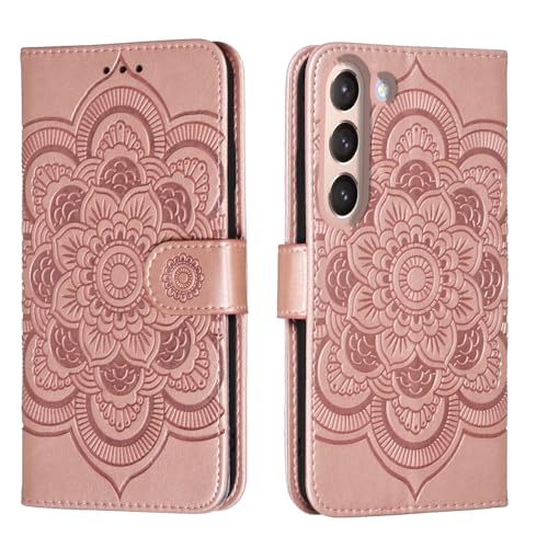 shingtomua for Samsung Galaxy S22 5G Case Wallet with Card Holder Kickstand Magnetic Soft Leather Flip Fold Case for Samsung S22 Cover (Pink)