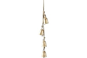 Deco 79 Tibet-Inspired Gold Metal Bell with Jute Rope for Christmas and Holiday Decor