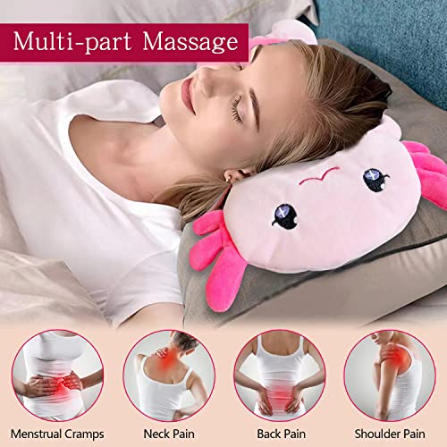 Image of Microwave Heating Pad for Pain Relief, 13 inch x 10 inch Microwavable Heating Pads for Cramps, Back Pain, Neck Shoulder, Muscles, Knee, Joints, Natural Heat Pack Moist Heat, Pink Axolotl