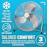 BARGAINS-GALORE 14" Chrome Industrial 3 Speed Free Standing Fan - Adjustable Tilting, Portable, Inch | Ideal For Summer, High Velocity, Hydroponic | Suitable For Gym, Office & Home - Image 7