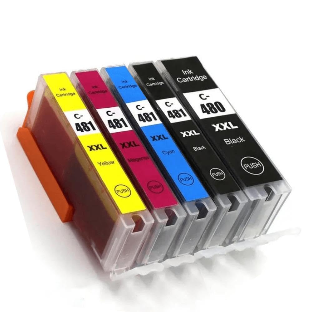 Nexnova® PGI 480 XXL CLI 481 XXL Compatible Ink Cartridge for Canon Black x 2 Photo Black Cyan Magenta Yellow 6-packs set for Pixma TS704/TR7540/TR8540/TS6140/TS8140/TS9140/TS9540/TS9541C