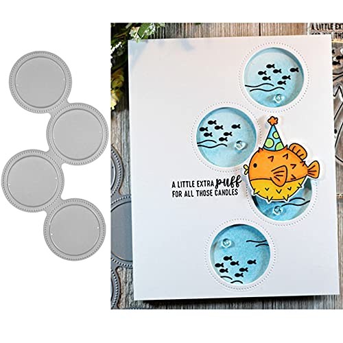 4pcs Round Border Frame Metal Die Cuts,Flower Border Edge Cutting Dies Cut Stencils for DIY Scrapbooking Album Decorative Embossing Paper Dies for Card Making