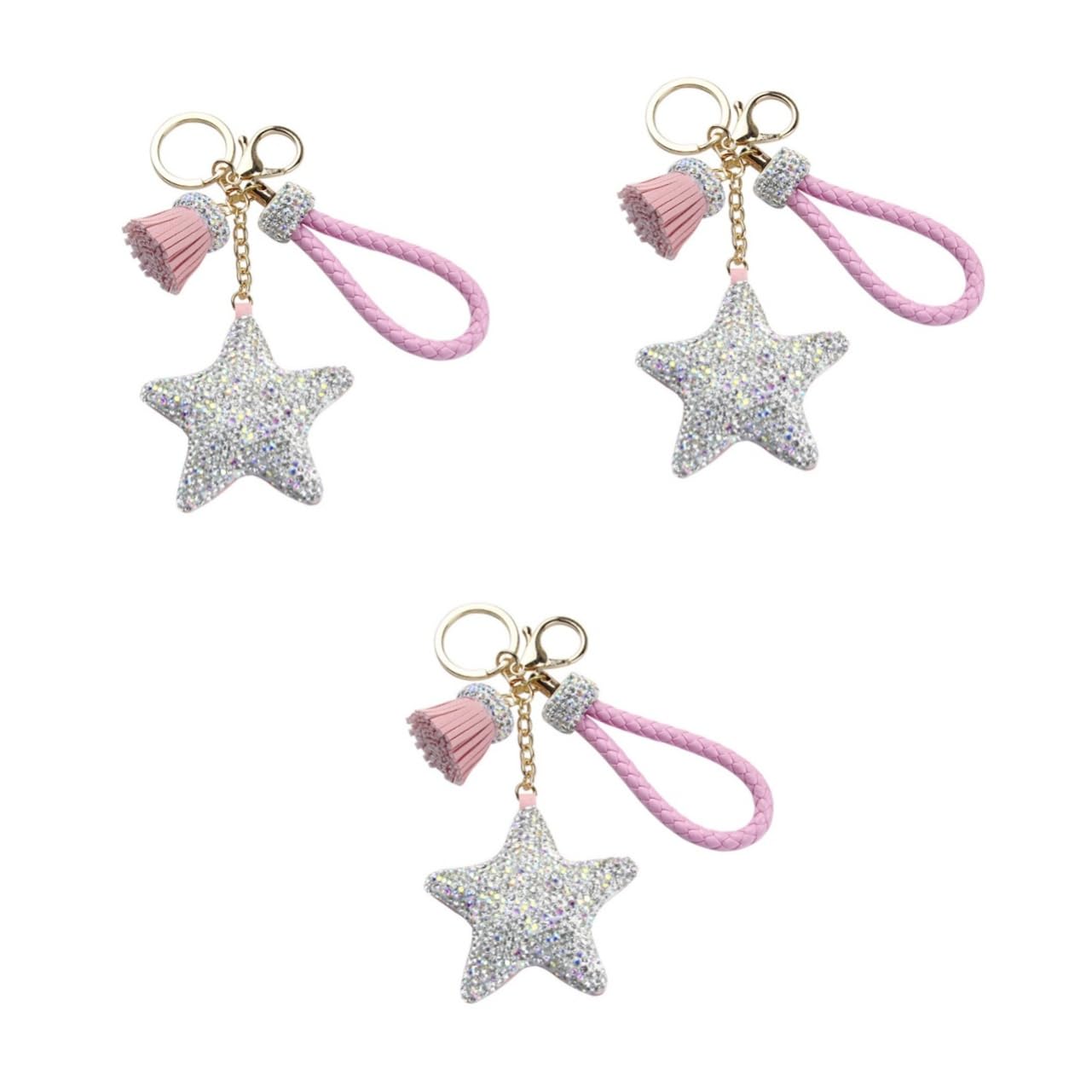 GALPADA 2 Uds Accesorios Colgantes De Cristal Para Coche Llaveros De Mochila Para Niñas Llavero De Cartera s De Estrella De Diamantes De Imitación Hecho A