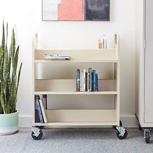 Lorell Double-Sided Book Cart, Putty by Lorell - Image 2