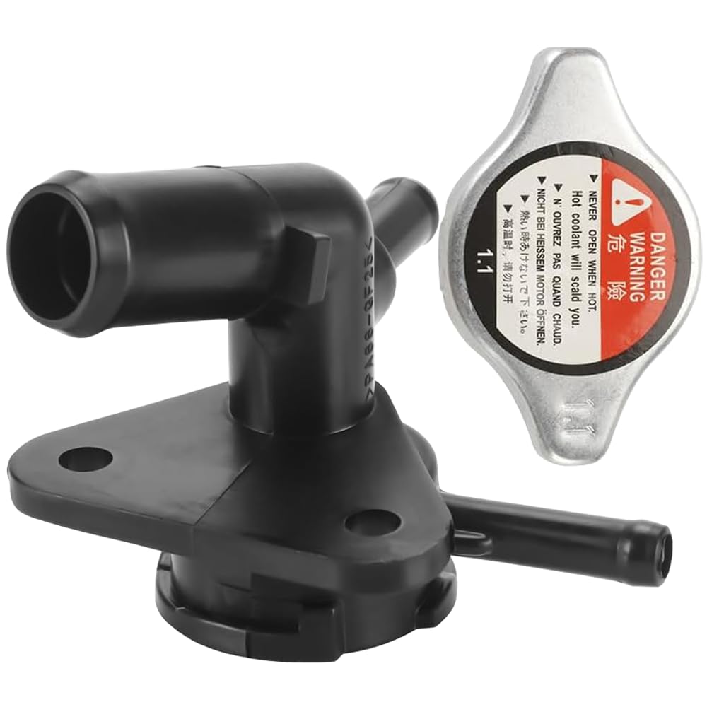 Engine radiator filler neck with sealing cover for Mazda 5 2.3L 2006-2010, radiator coolant filler neck water pipe,Leak-Proof Seal(OEM:LFB7-15-17YA)