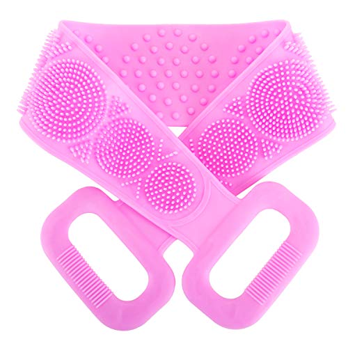 Boobeen Silicone Bath Body Brush - Exfoliating Lengthen Silicone Body Back Scrubber - Easy to Clean - Lathers Well - Eco Friendly - Long Lasting - Comfortable Massage for Shower