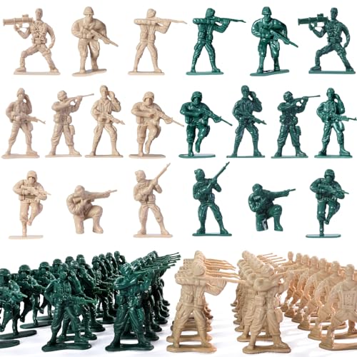 CHAXUNTEN 200PCS Army Men Toy Soldiers, Plastic Army Men Action Figures, 10 Poses Yellow and Green Soldiers Playset for Boys Birthday Gift
