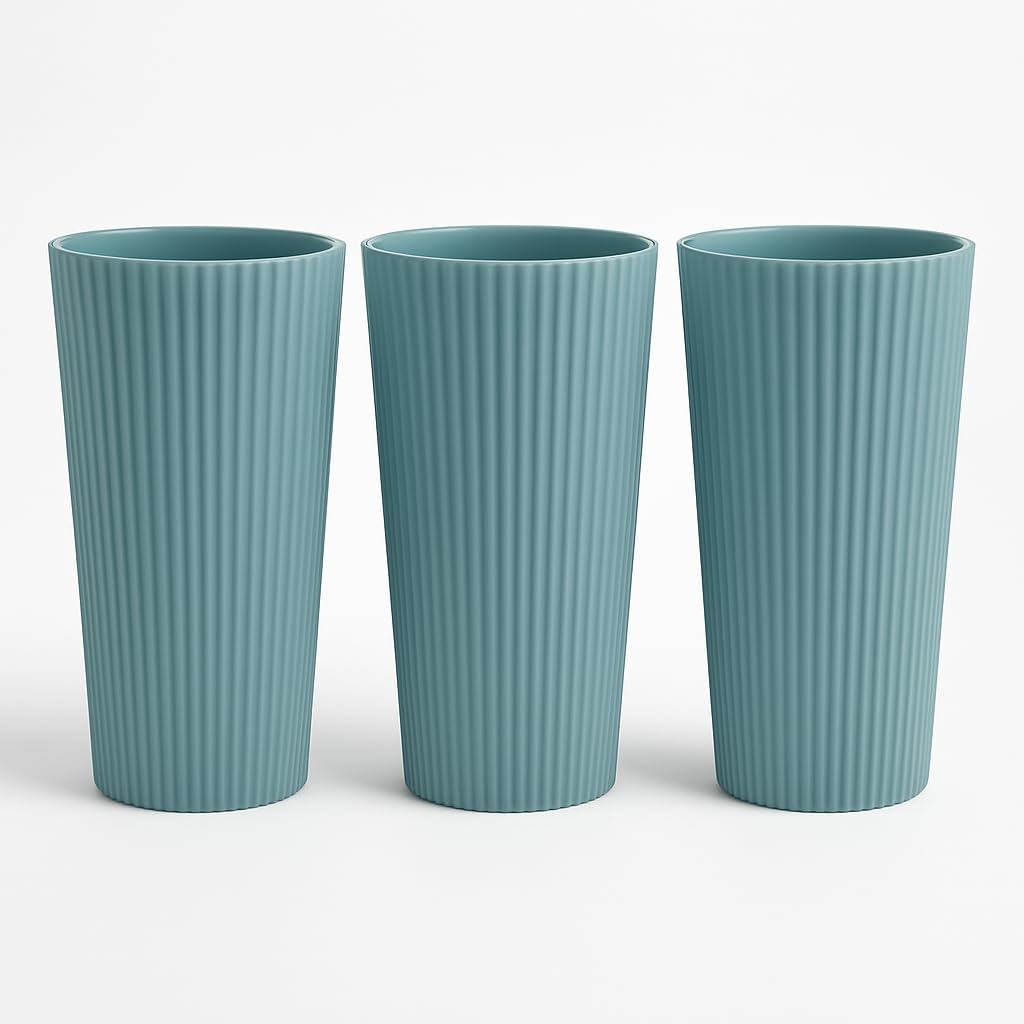 BROTHERS PLASTIC Blue Recycled Plastic Beverage Tumbler 26 oz 3 Pack Durable Reusable Drinking Cup Set for Home