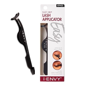 iENVY by Kiss Lash Applicator Tool, DIY Fales Eyelashes Extension Tweezers, Ease of Use & Grip, Fake Cluster Strip Lashes Remover Clip Tweezers Nipper Black