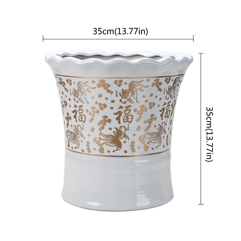 Doniczka Ceramiczna Duża Bardzo Duża Doniczka Domowa Europejski Styl Salon Lądowanie Drzewko Fortuny Doniczka Duża Średnica Wazon Doniczki Roślinne-35 * 35CM(32 * 30CM)