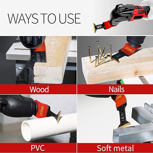 Litorange Titanium Oscillating Multi tool Blades, Universal Quick Release Saw Blades for Cutting Hard Materials Metal Nails Screws Wood and Plastic 4 Litorange Titanium Oscillating Multi tool Blades, Universal Quick Release Saw Blades for Cutting Hard Materials Metal Nails Screws Wood and Plastic - Image 4