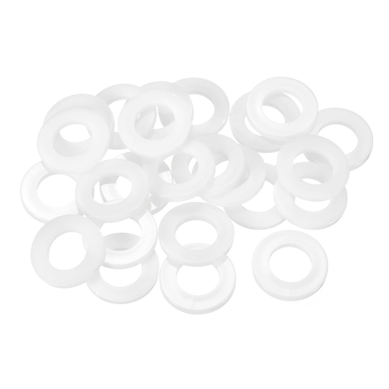 sourcing map 25Pcs M14 Nylon Flat Washers Plain Washer 14mm ID 27mm OD 2.5mm Thick Plastic Spacers for Screws Bolts Garden Faucet Plumbing Repair, White