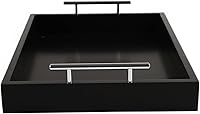 Vista 5 de JJSQYLAN Bandeja de madera para servir con asas, bandeja rectangular de desayuno para mesa de café, bandeja otomana decorativa de 16 x 12 pulgadas