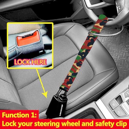 image for KAYCENTOP Car Steering Wheel Lock, Seat Belt Lock, Anti-Theft Device, 
