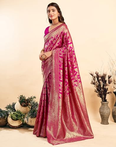 Image of SIRIL Women's Banarasi Silk Saree Pure Silk Saree With Unstitched Blouse Piece