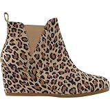 TOMS womens Toms Desert Tan Leopard Suede Kelsy Bootie 10014153 Fashion Boot, Desert Tan Leopard Print Suede, 9 US