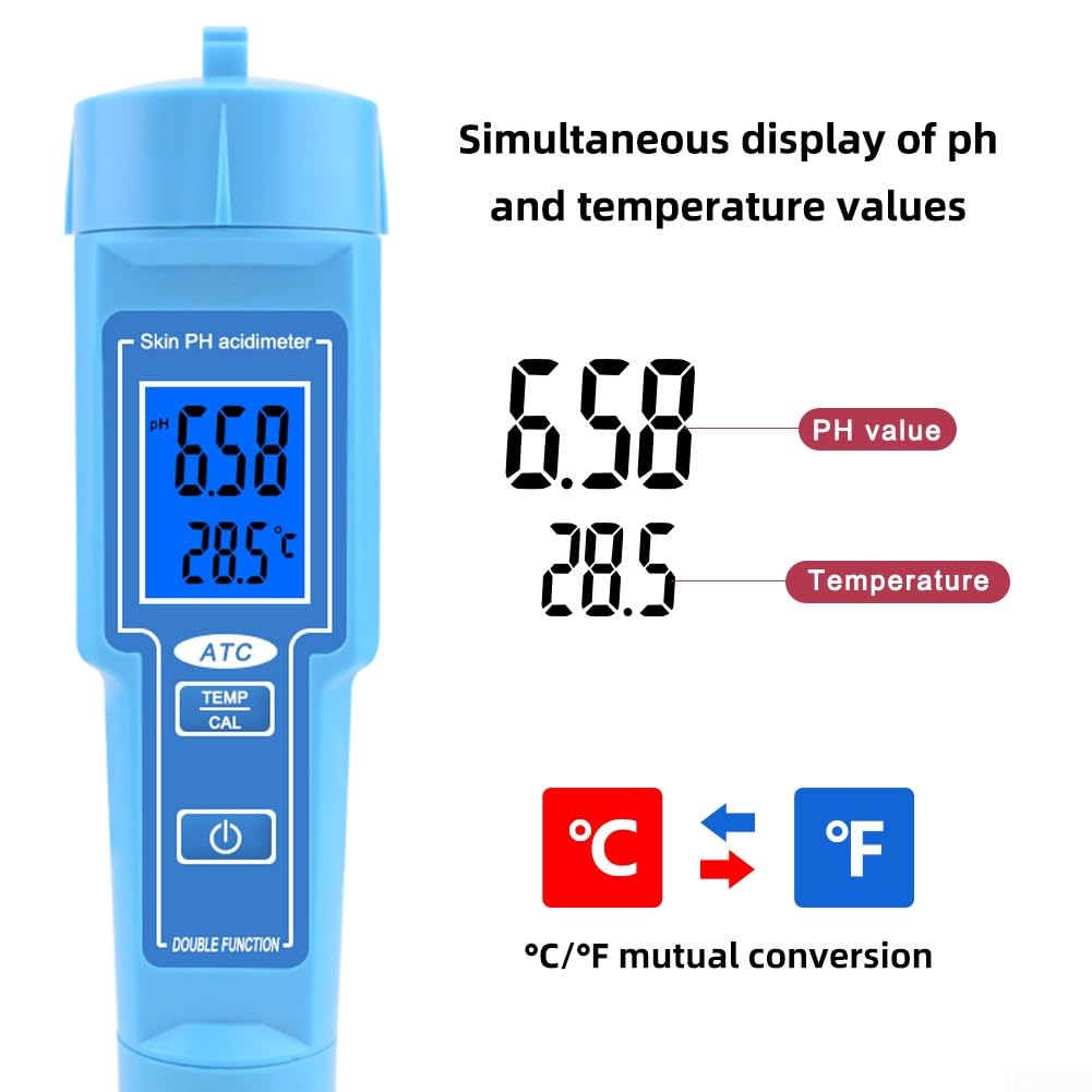 Misuratore di pH, misuratore di pH, termometro LCD per acqua, cibo, suolo, frutta, carne, laboratorio, acidità digitale