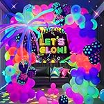 160 Pcs Neon Balloons Arch Garland Kit, Glow in the Dark Birthday Party Decorations, UV Balloons Party Banner Glow Party Supplies Neon Birthday Party Decor
